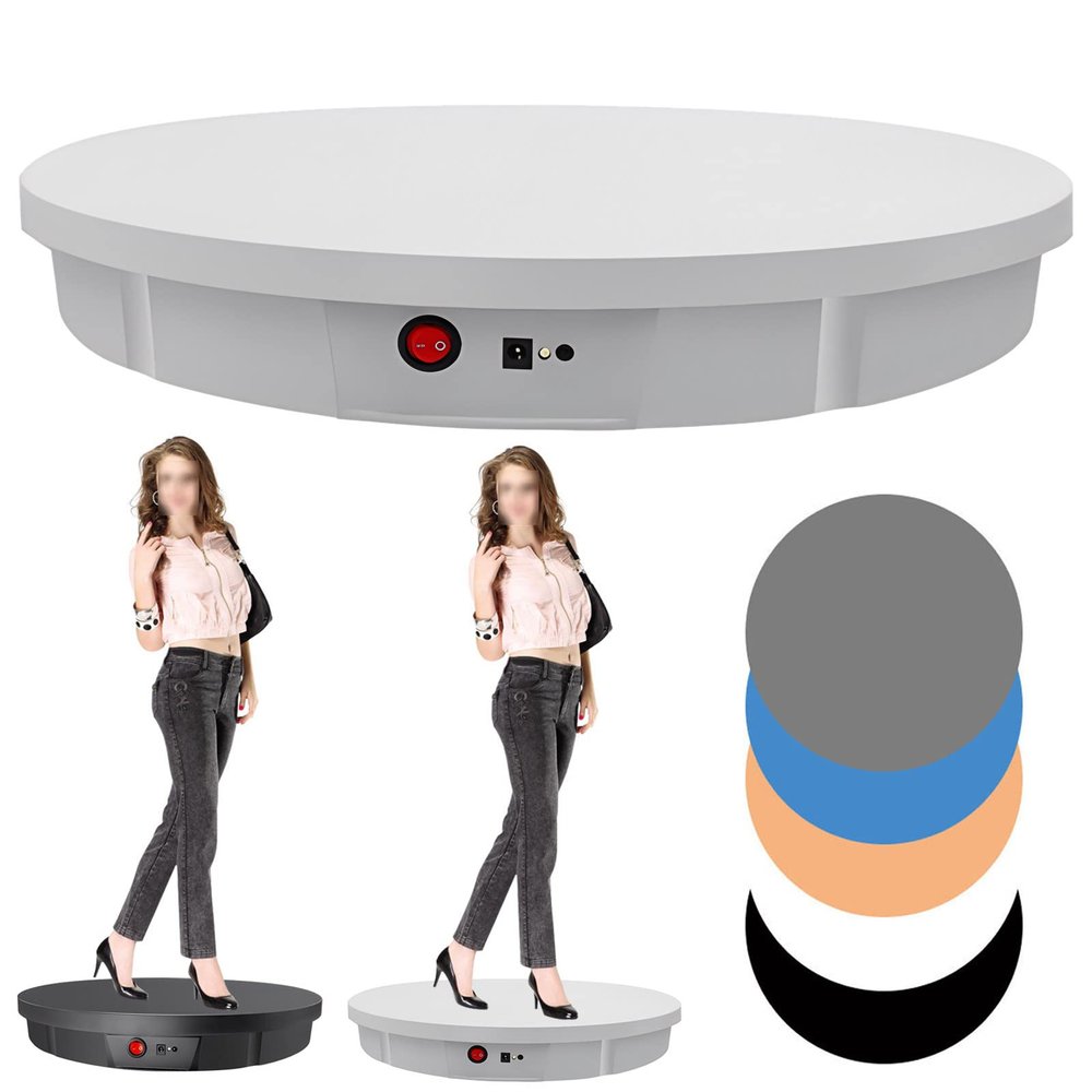 GIZMIT Motorized Rotating Display Stand for Photography, 52cm Electric Turntable, Revolving Base for 360 Degree Product Images or Jewelry, Video Shooting Props,White