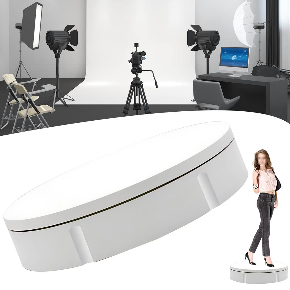 GIZMIT Electric Rotating Turntable for Photography, 360 Degree Motorized Rotating Stand Display Table for Live Video Automatic Revolving Platform Product Display Table,White