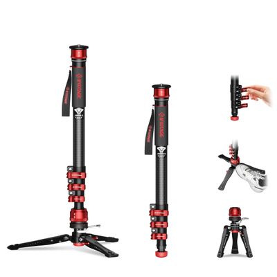 IFOOTAGE Monopod with Pedal Cobra 3 C180F-P, 71" Monopod for Cameras Portable Travel Mono pod with Feet, Mono pod Camera Stand Compatible with Sony Canon Nikon DSLR Camera, Max Load 17.64 lbs