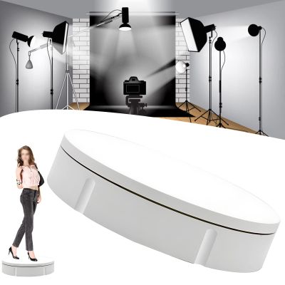 GIZMIT Rotating Display Stand for Video Shooting Props, Photography Display, Jewelry, Watch, 360 Degree Electric Motorized Rotating Turntable with 5 PVC Backgrounds,White