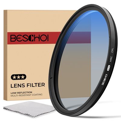 Beschoi 55mm Polarizer Filter 30 Layer Multi-Resistant Nano Coated Circular Polarizing Filter(CPL) with HD Optical Glass/Ultra Slim Frame, Reduce Glare/Enhance Contrast/Reduce Reflection