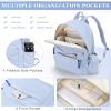 School Backpack for Teen Girls,Simple School Book Bag Waterproof High School Backpack for Boys Middle Student Bookbag College Backpack for Women Men Casual Daypack Travel Aesthetic Backpacks Blue view 4