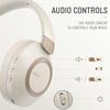 LORELEI B-C6 Wireless Over Ear Headphones, 50H Playtime Foldable Lightweight Bluetooth Headsets, Deep Bass, Built-in Microphone, Memory Foam Earmuff, for Travel, Home Office (Beige White) view 2