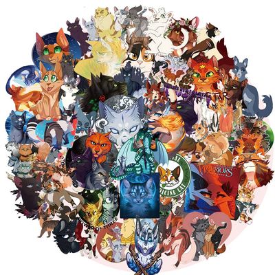 100Pcs Warriors Cats Furry Stickers GMVAESKY for Kids Aldults Teens for Birthday Party Supplies Decoration Water Bottles Laptop Suitcase