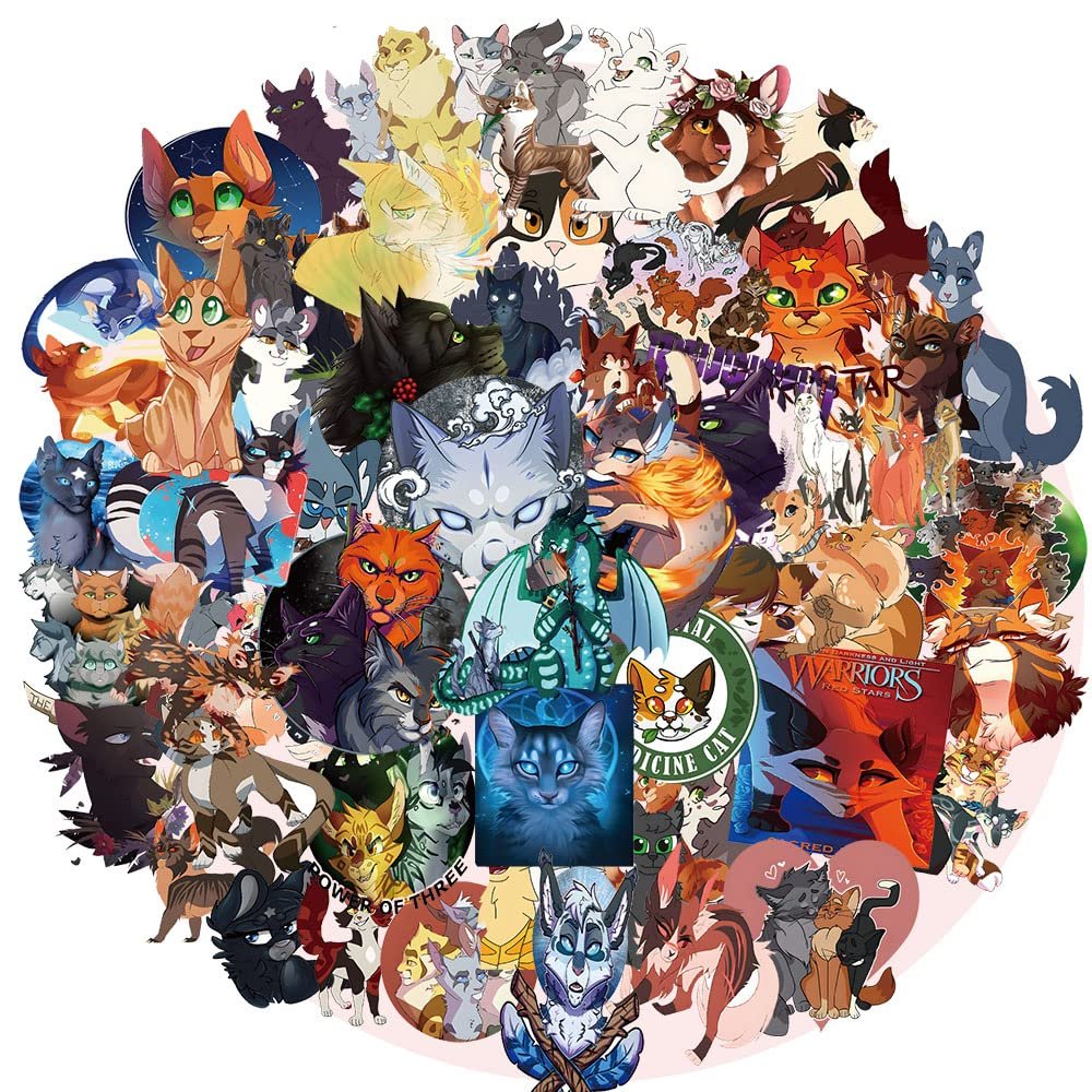 100Pcs Warriors Cats Furry Stickers GMVAESKY for Kids Aldults Teens for Birthday Party Supplies Decoration Water Bottles Laptop Suitcase