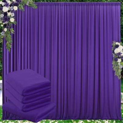 20 ft x 10 ft Wrinkle Free Purple Backdrop Curtain for Parties, 5ft x 10ft 4 Panels Polyester Purple Photo Backdrop Drapes for Wedding Birthday Party Baby Shower
