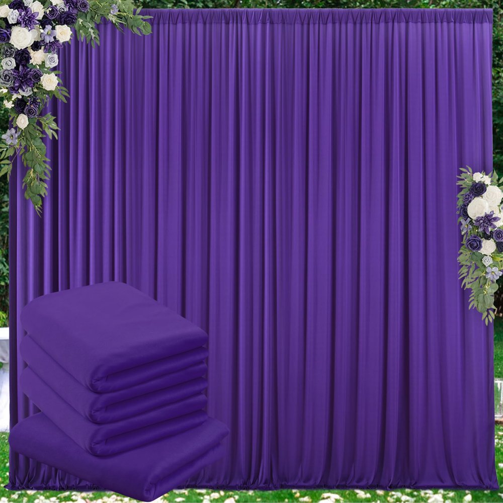 20 ft x 10 ft Wrinkle Free Purple Backdrop Curtain for Parties, 5ft x 10ft 4 Panels Polyester Purple Photo Backdrop Drapes for Wedding Birthday Party Baby Shower