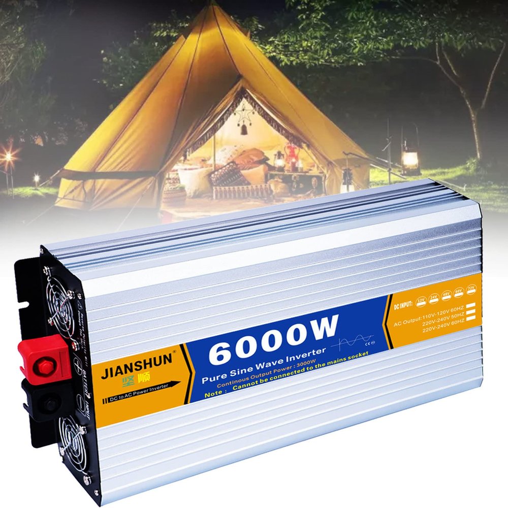 Ac to Dc Converter 3000W 4000W 5000W 6000W 8000W Pure Sine Wave Inverter Power Inverter Dc 12V 24V 48V to Ac 110V 220V Converter for Home,Rv,Truck,Off-Grid Solar,6000W-24Vto220V