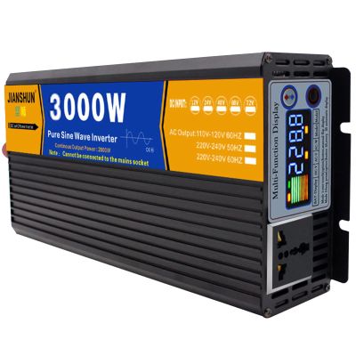 Car Power Inverter 3000W 4000W 5000W 6000W 8000W Pure Sine Wave Inverter Dc 12V 24V 48V to Ac 110V 220V Converter Adapter with Ac Outlets LCD Display Car Inverter,3000W-24Vto110V