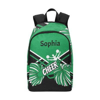 XOZOTY Cheer Cheerleader Green Backpack Personalized Name Laptop Bag Travel Daypack for Kids Adult