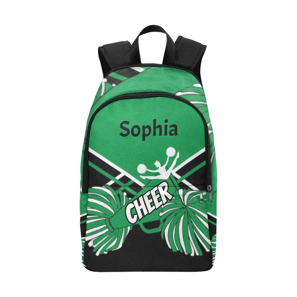 XOZOTY Cheer Cheerleader Green Backpack Personalized Name Laptop Bag Travel Daypack for Kids Adult
