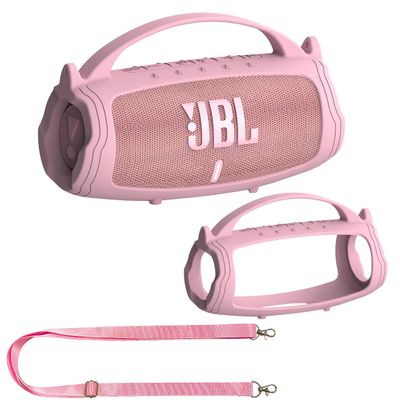 JCHPINE Silicone Cover Case for JBL Charge 5 Portable Bluetooth Speaker, Protective Skin Holder for JBL Charge 5 Speaker Accessories (Pink Case, NOT Fit Wi-Fi Version)