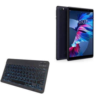 BoxWave Keyboard Compatible with PRITOM Android Tablet L8232-B1BK (8 in) - SlimKeys Bluetooth Keyboard - with Backlight, Portable Slim LED 7 Colors - Jet Black