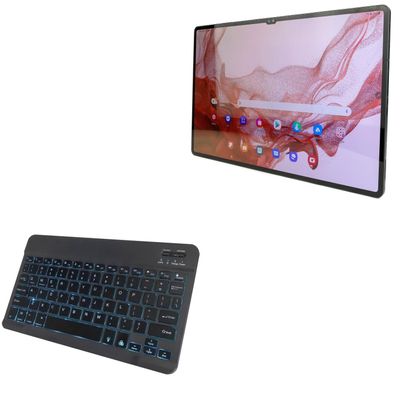 BoxWave Keyboard Compatible with Samsung Galaxy Tab S8 Ultra - SlimKeys Bluetooth Keyboard - with Backlight, Portable Slim LED 7 Colors - Jet Black