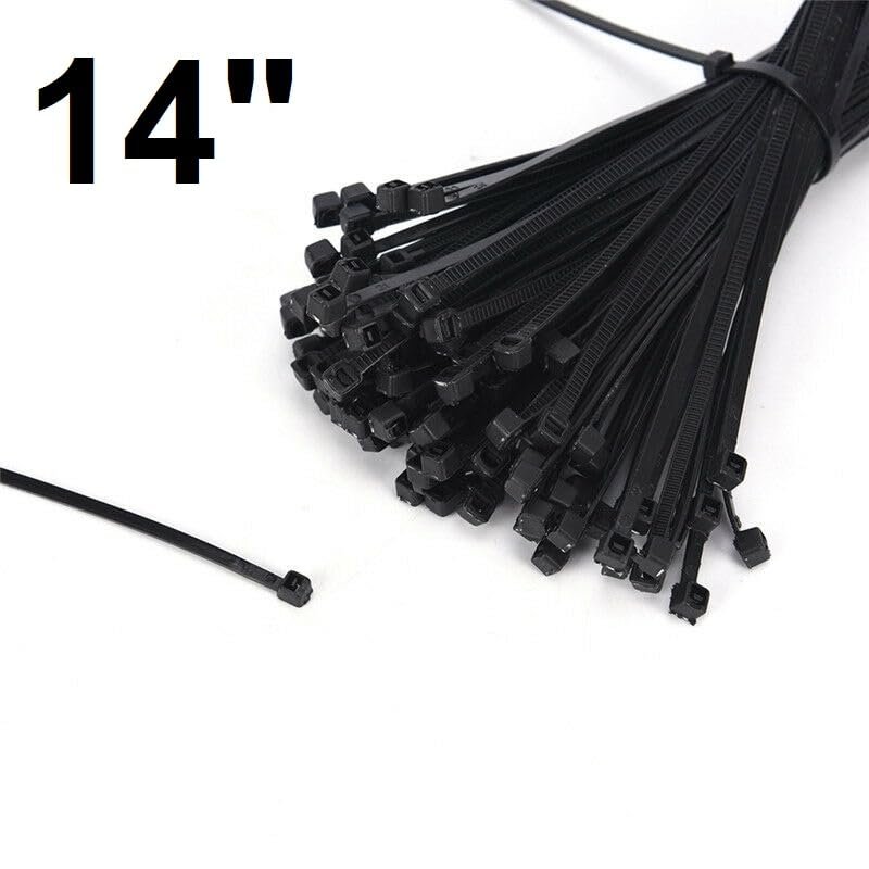 250x 14" Black Zip Ties Nylon Cable Fasteners Locking Plastic Cord Long Lot Pack