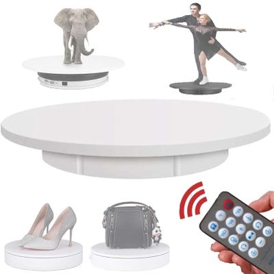 GIZMIT Motorized Rotating Display Stand for Photography, Speed/Direction Adjustable, 360 Electronic Turntable Display Stand for Video Show, 220Lb Load,White