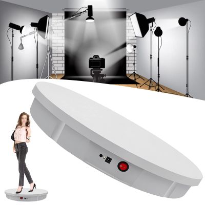 GIZMIT Electric Rotating Turntable for Photography, 45/90/180 Degree Adjustable Motorized Rotating Stand Display Table for Live Video Automatic Revolving Platform with 5 Backgrounds,White