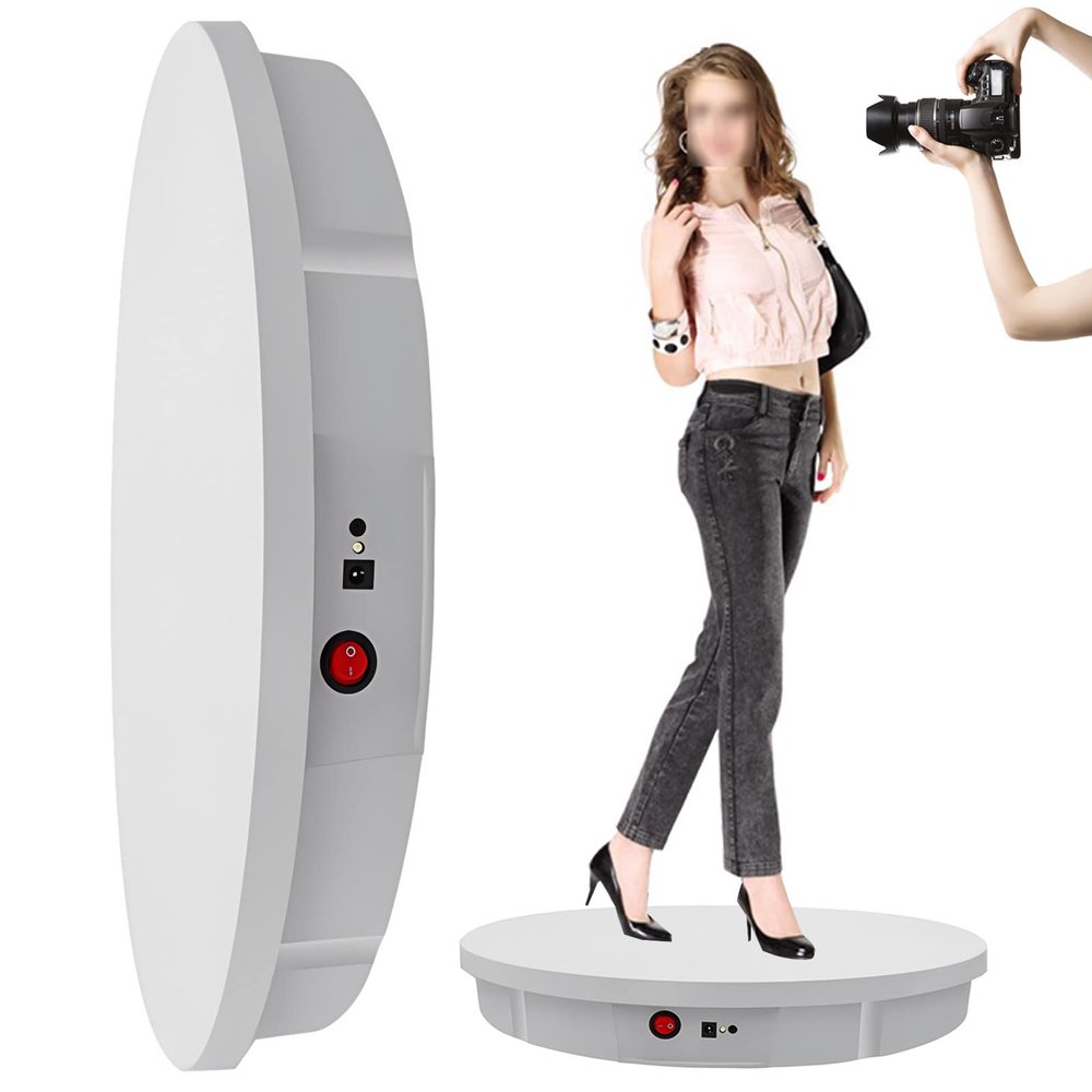 GIZMIT Motorized Rotating Display Stand for Photography, Adjustable Motorized Electric Rotating Stand Display Table for Live Video Automatic Revolving Platform,White