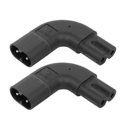PNGKNYOCN Right Angle IEC 320 C7 to C8 Adapter90 Degree Side Bend AC Power Adapter250V 2.5A Figure 8 Male to Female Converter2-Pack