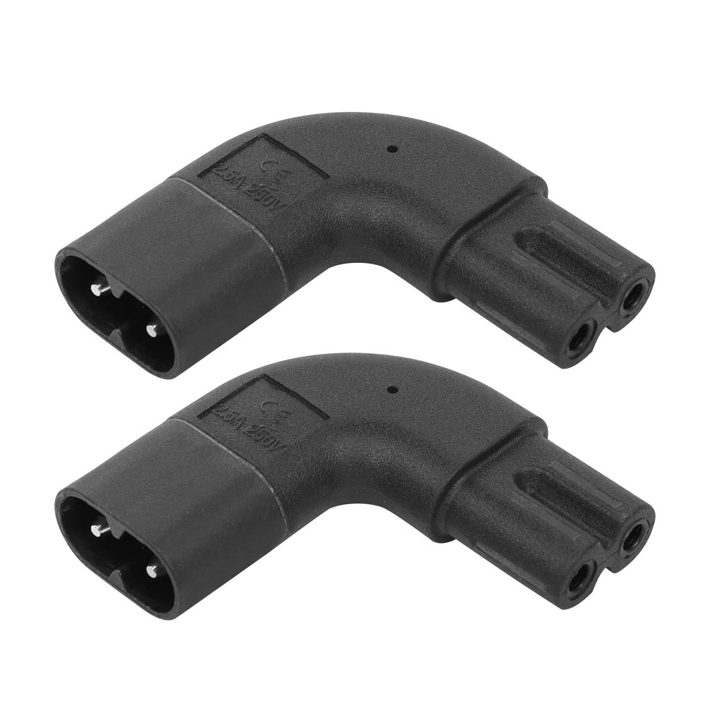 PNGKNYOCN Right Angle IEC 320 C7 to C8 Adapter90 Degree Side Bend AC Power Adapter250V 2.5A Figure 8 Male to Female Converter2-Pack