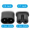 PNGKNYOCN Right Angle IEC 320 C7 to C8 Adapter90 Degree Side Bend AC Power Adapter250V 2.5A Figure 8 Male to Female Converter2-Pack view 3