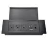 Brush Connectivity Box Conference Table Power Box with 3 Power Socket+ 1 USB-A and Type C Charger+1 CAT6+ 1 HDMI/USB-C Data(Black) (Flip up) view 1