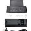 Brush Connectivity Box Conference Table Power Box with 3 Power Socket+ 1 USB-A and Type C Charger+1 CAT6+ 1 HDMI/USB-C Data(Black) (Flip up) view 2