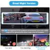 11.26 Inch Dashcam Front and Rear View Mirror Camera, Wireless CarPlay Android Auto Screen, Rearview Mirror Dash Cam with Bluetooth/Dual Cameras/AUX/Split Screen/Voice Control/1080P Backup Camera view 4
