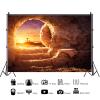 12x8ft Jesus is Risen Backdrop,Jesus Holy Light Cross Sunrise Photography Background Cave Stone Tomb Nature Scenery Vinyl Background Holy Night Photo Prop Studio Video view 3