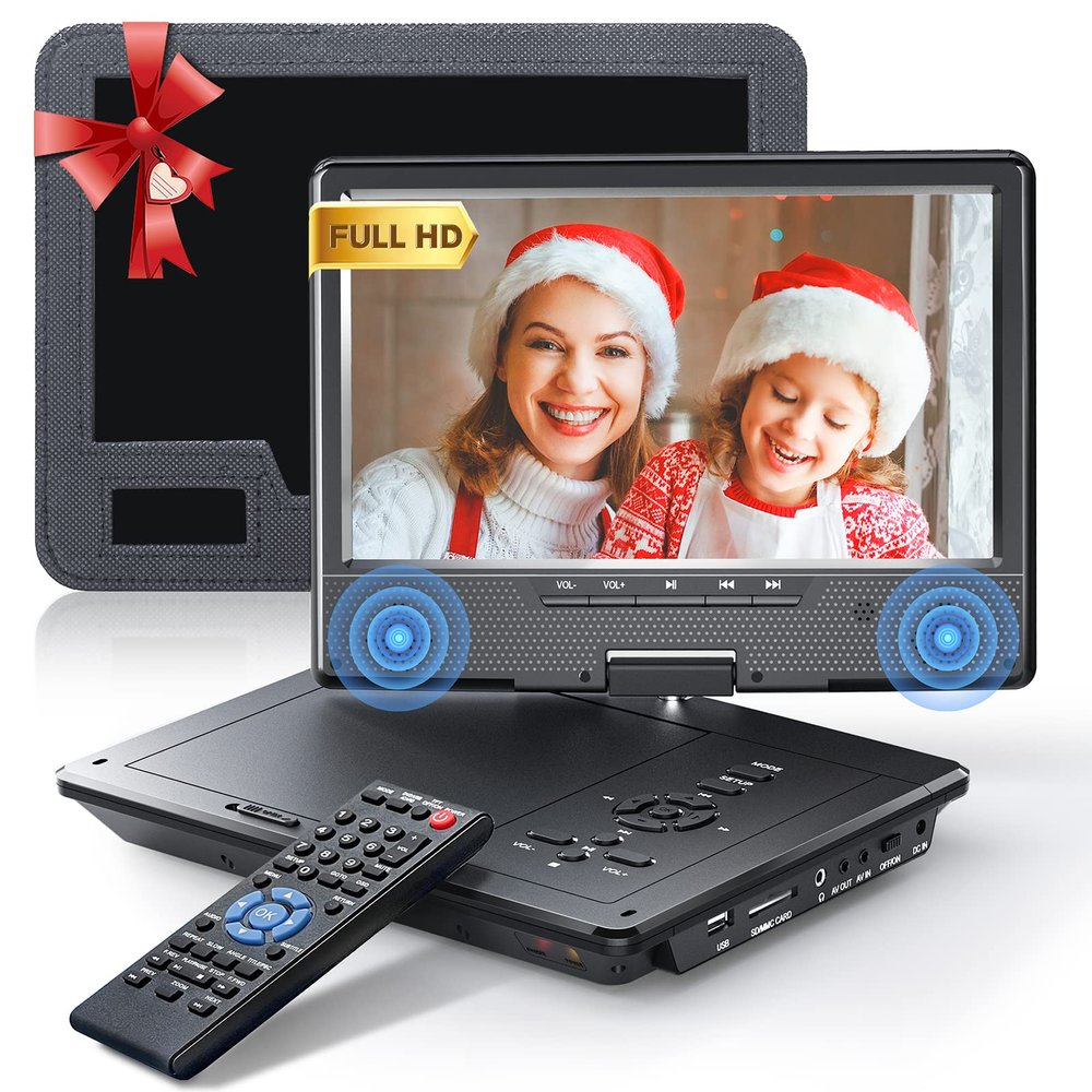 Arafuna 12.5" Portable DVD Player for Car, 10.5" HD Swivel Screen with Car Headrest Holder, 5-Hour Rechargeable, Support USB/SD/Sync TV, Regions Free, Last Memory