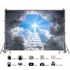 12x8ft Jesus Christian Easter Backdrop,Blue Sky White Cloud Stairway to Heaven Religious Belief Photography Background for Church Kids Adults Happy Holiday Party Decor Photo Studio Props view 3