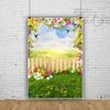 10x15ft Spring Easter Backdrop,Garden Flower Stand Fence Eggs Rabbit Green Grass Photography Background for Kids Children Newborn Baby Shower Birthday Party Decor Banner Portrait Studio Booth Props view 1