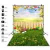 10x15ft Spring Easter Backdrop,Garden Flower Stand Fence Eggs Rabbit Green Grass Photography Background for Kids Children Newborn Baby Shower Birthday Party Decor Banner Portrait Studio Booth Props view 2