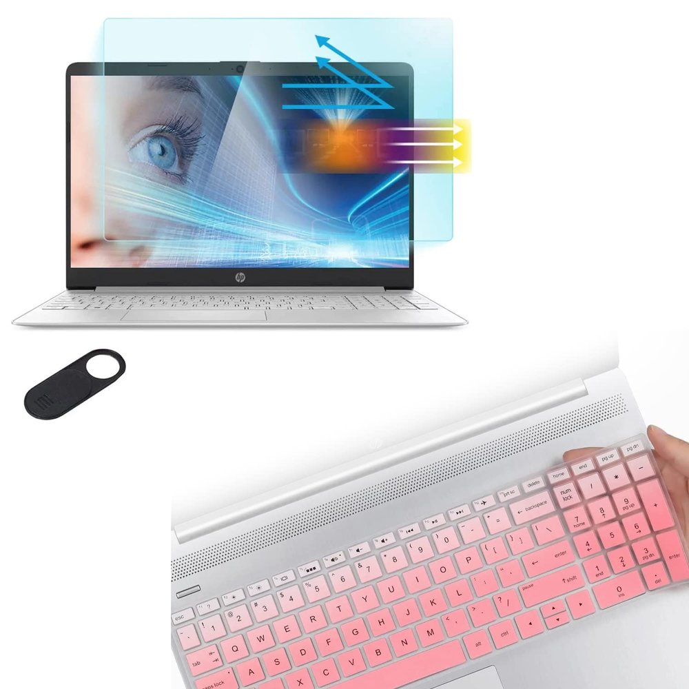 Anti Blue Light Screen Protector + Keyboard Cover for 15.6" HP Laptop 15-dw 15-dy 15-ef 15-da 15-db 15-bs