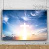 DORCEV 10x8ft Easter Crucifix Backdrop Blue Sky Heaven Resurrection of Jesus Photography Background Jesus Christ Cross Kids Baby Shower Party God Bless Christianity Church Events Banner Studio Props view 3