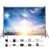 DORCEV 10x8ft Easter Crucifix Backdrop Blue Sky Heaven Resurrection of Jesus Photography Background Jesus Christ Cross Kids Baby Shower Party God Bless Christianity Church Events Banner Studio Props view 4