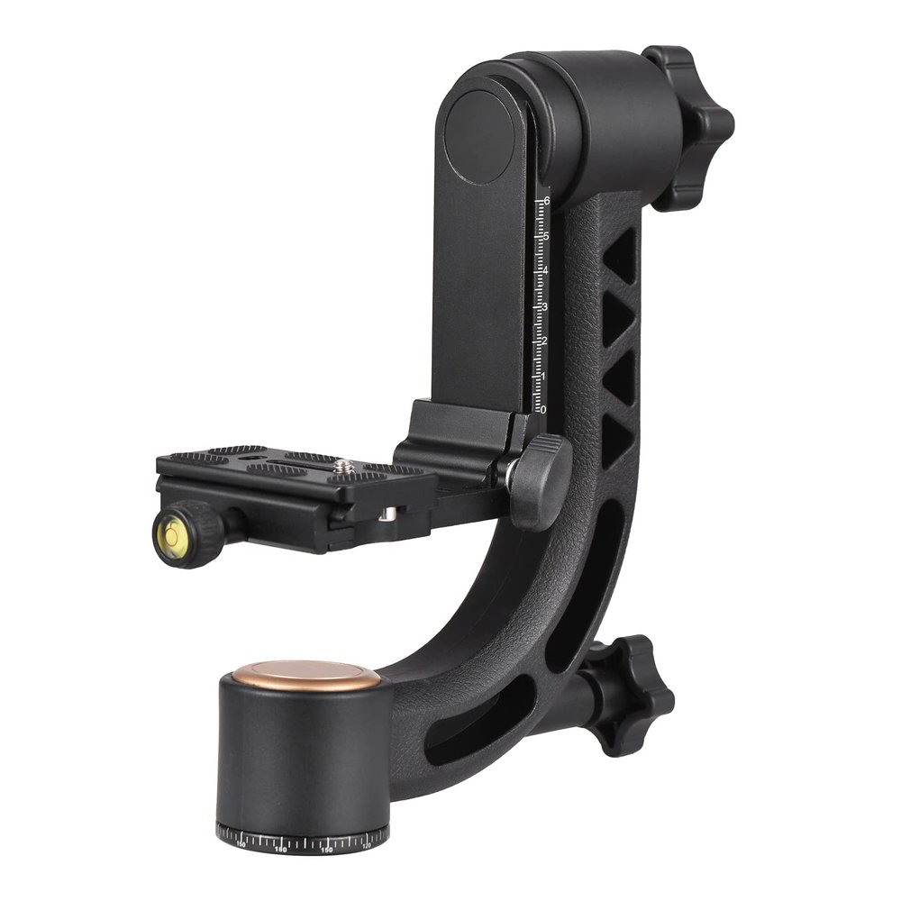 Andoer Panorama Gimbal Tripod Head, Heavy Duty 360 Panorama Tripod Head Aluminium Alloy IT 1/4 Inch Screw Quick Release Plate Spirit Level for DSLR Cameras, 15 kg / 33 lbs Load Capacity
