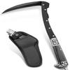 VALHALLA Folding Sickle, Black Sharp Folding Scythe with 2 Sections, Hand Sickle Knife Wooden Handle, Portable Safety Sickle Knife with Sheath view 1