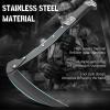 VALHALLA Folding Sickle, Black Sharp Folding Scythe with 2 Sections, Hand Sickle Knife Wooden Handle, Portable Safety Sickle Knife with Sheath view 2