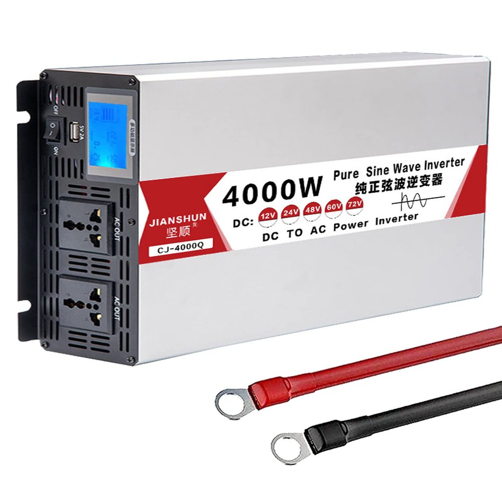 ELOMAS Car Power Inverter 3000W 4000W 5000W 6000W 8000W Pure Sine Wave Inverter Dc 12V 24V 48V to Ac 110V 220V Converter Adapter with Ac Outlets LCD Display Car Inverter,4000W-12Vto110V
