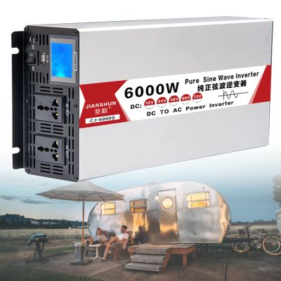 ELOMAS Power Inverter 3000W 4000W 5000W 6000W 8000W Pure Sine Wave Inverter Dc 12V 24V 48V to Ac 110V 220V with Ac Outlets LCD Display for Home Rv Solar System Car,6000W-12Vto110V
