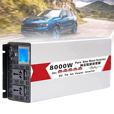 ELOMAS Pure Sine Wave Inverter 3000W 4000W 5000W 6000W 8000W Power Inverter Dc 12V 24V 48V to Ac 110V 220V Car Inverter with Ac Outlets LCD Display for Home Rv Solar System Car,8000W-48Vto220V