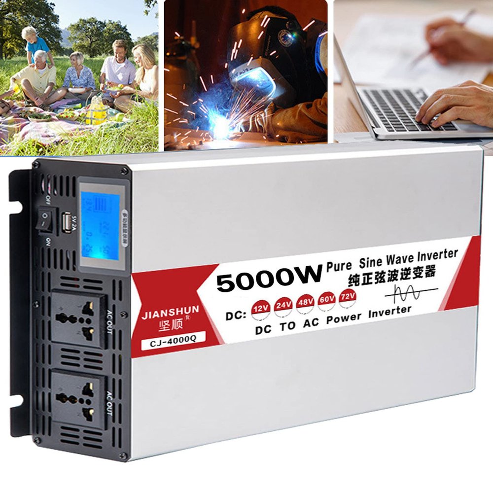 ELOMAS Ac to Dc Converter 3000W 4000W 5000W 6000W 8000W Pure Sine Wave Inverter Power Inverter Dc 12V 24V 48V to Ac 110V 220V Converter for Home,Rv,Truck,Off-Grid Solar,5000W-12Vto110V