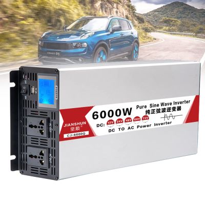 ELOMAS Pure Sine Wave Inverter 3000W 4000W 5000W 6000W 8000W Power Inverter Dc 12V 24V 48V to Ac 110V 220V Car Inverter with Ac Outlets LCD Display for Home Rv Solar System Car,6000W-12Vto220V