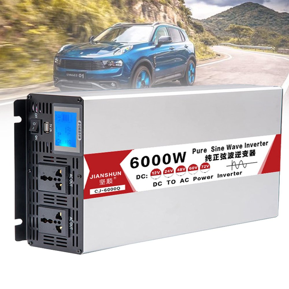 ELOMAS Pure Sine Wave Inverter 3000W 4000W 5000W 6000W 8000W Power Inverter Dc 12V 24V 48V to Ac 110V 220V Car Inverter with Ac Outlets LCD Display for Home Rv Solar System Car,6000W-12Vto220V