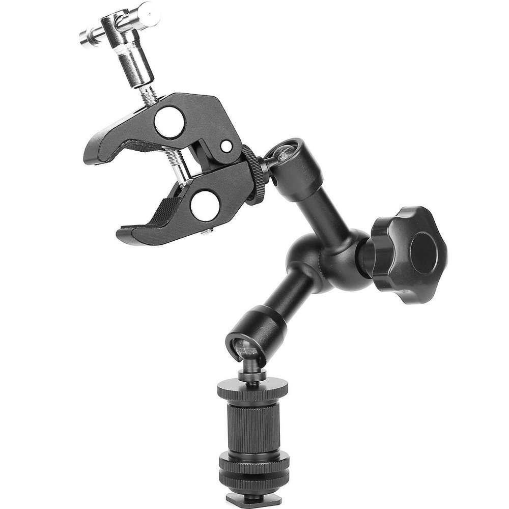 Cusstally Arm 7 inch Articulating Friction Arm Super Clamp Adjustable Rod Clamp Pliers Clip with 1/4 inch and 3/8 inch Thread for DSLR Camera/LCD Monitor/Led/Flash Light