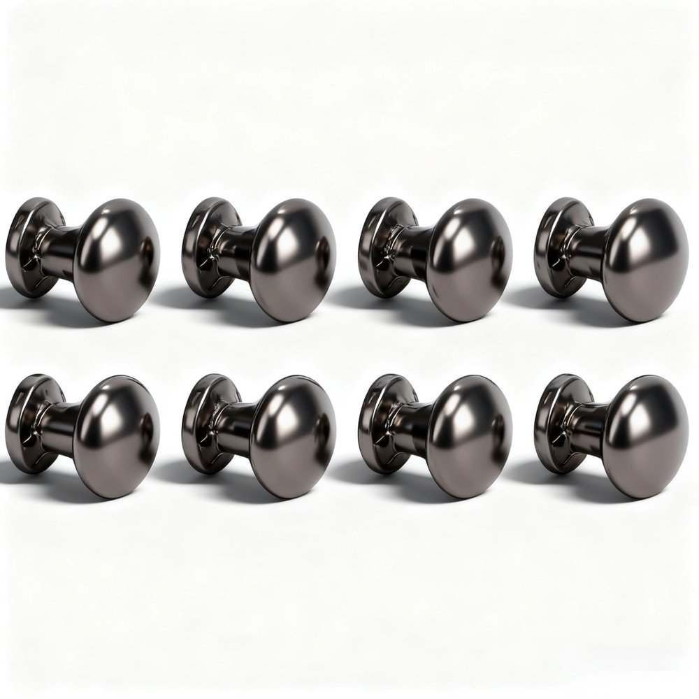 8Pcs 1:12 Scale Miniature Round Head Knobs, Metal Dollhouse Door Handle Knobs Furniture Knobs Accessories (Black)