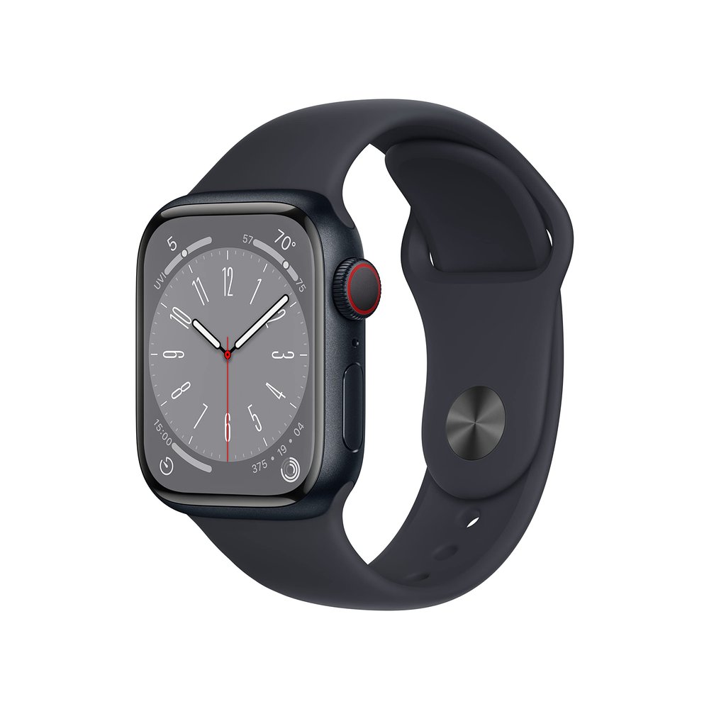 Apple Watch Series 8 [GPS + Cellular, 41mm] - Midnight Aluminum Case with Midnight Sport Band, S/M (Renewed)