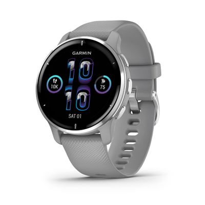Garmin Venu 2 Plus, GPS Smartwatch with Call and Text, Advanced Health Monitoring and Fitness Features, Silver with Gray Band (Renewed)