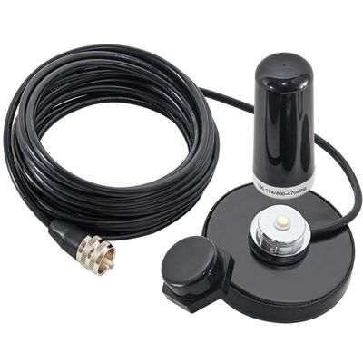 Anina 3.5 Inch NMO Dual Band VHF UHF Antenna with Magnetic Antenna Base PL-259 RG58 Coaxial Cable NMO Mount Cap for CB Ham Radio Marine Two Way Radio